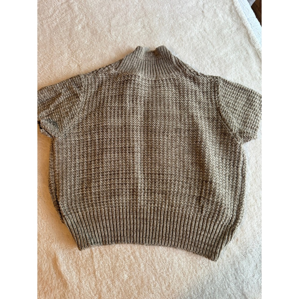 Dressbarn Womens Tan Marled Knit Short Sleeve Open Front Cardigan Shrug Size M